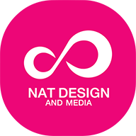 logo https://www.natdesigntak.com/ พื้นสีชมพู